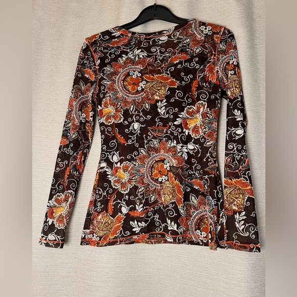 INC International Concepts Floral Long SLeeve 90’s 2000’s Y2k Top Blouse - Picture 2 of 8